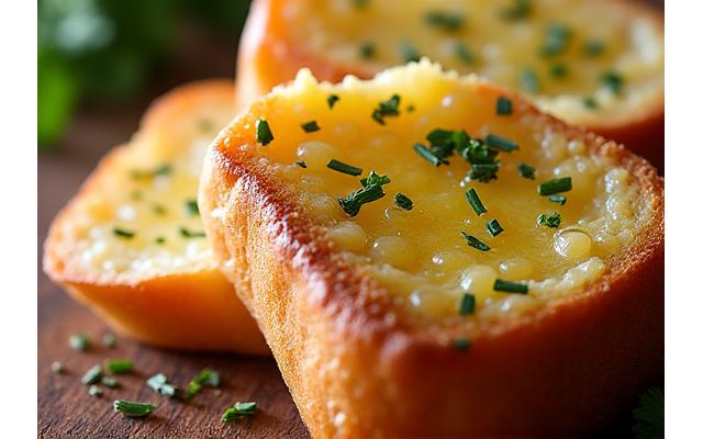 香ばしく焼かれたガーリックブレッド